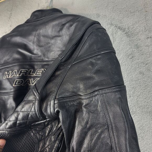 Harley Davidson Padded Motorcycle Vintage Jacket Black Size M - Picture 16 of 16